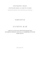 UPRAVLJANJE SIGURNOSNIM RIZICIMA INFORMACIJSKOG SUSTAVA U KORPORATIVNOM OKRUŽENJU