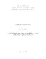 FINANCIJSKE INFORMACIJE I KRETANJE TRŽIŠNIH CIJENA DIONICA