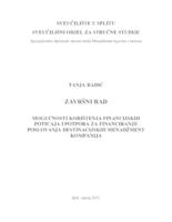 MOGUĆNOSTI KORIŠTENJA FINANCIJSKIH POTICAJA I POTPORA ZA FINANCIRANJE POSLOVANJA DESTINACIJSKIH MENADŽMENT KOMPANIJA