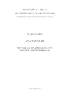 METODE ZA DINAMIČKU OCJENU INVESTICIJSKIH PROJEKATA