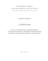 ULOGA AUTOHTONE GASTRONOMIJE U STVARANJU DODANE VRIJEDNOSTI PROIZVODA DESTINACIJSKIH MENADŽMENT KOMPANIJA
