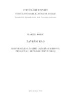 KONVENCIJE O ZAŠTITI OKOLIŠA I NJIHOVA PRIMJENA U REPUBLICI HRVATSKOJ